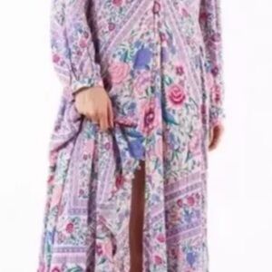 Spell Lavender Babushka Mary Kate Maxi Dress.  Size large button down rare
